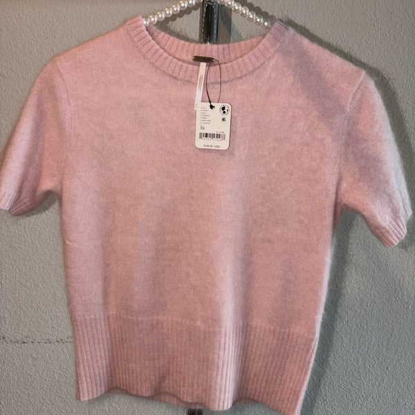 Free People Stamen Short Sleeve Pullover Sweater in Pink