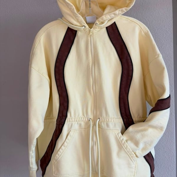 KkCo Organic Zip Hoodie Lemon with Brown Stripe