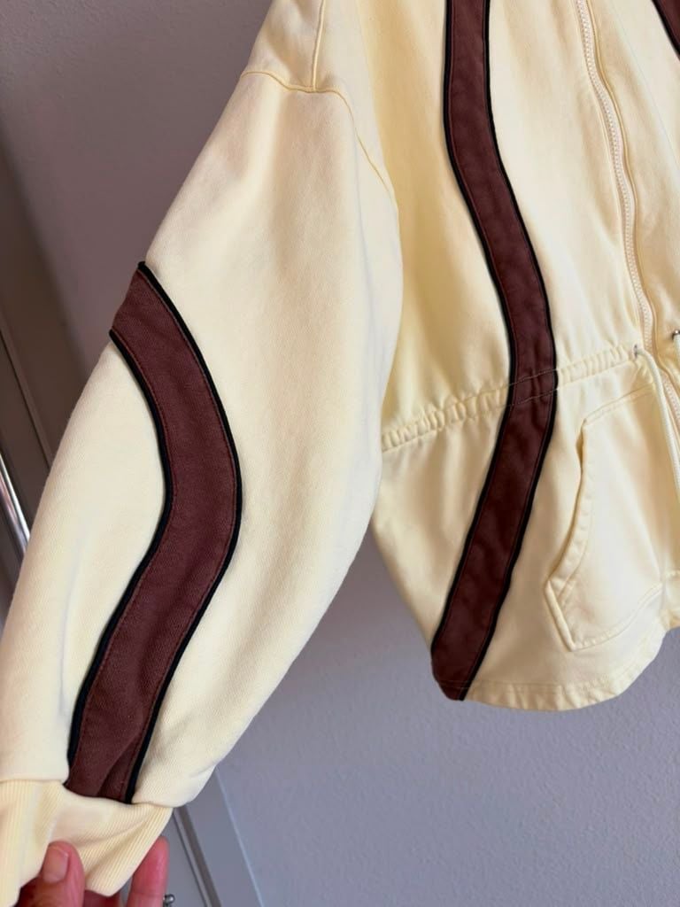 KkCo Organic Zip Hoodie Lemon with Brown Stripe 7