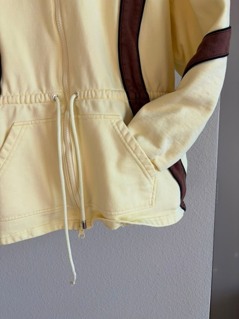 KkCo Organic Zip Hoodie Lemon with Brown Stripe 8