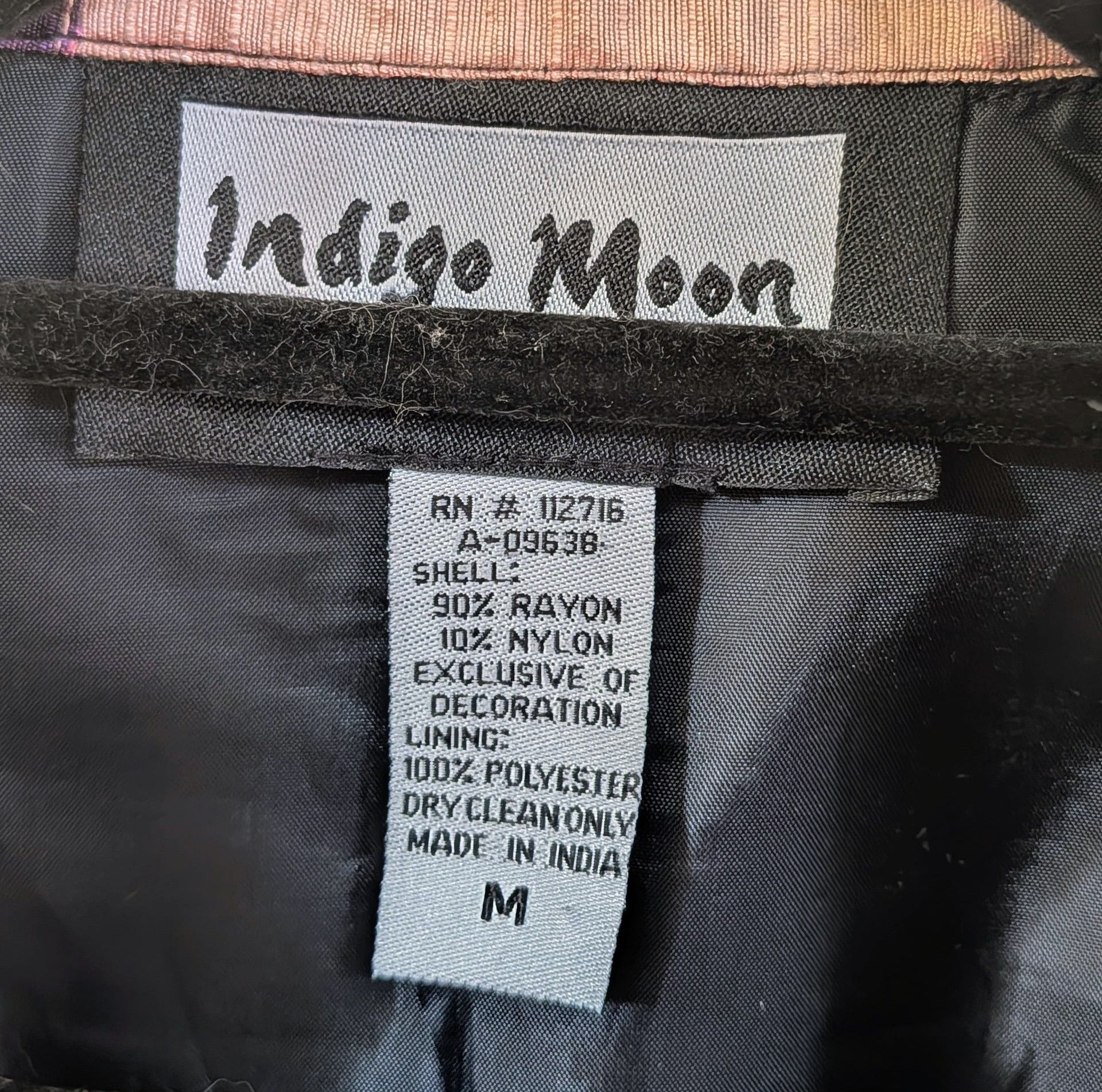 Indigo Moon Artistic Patchwork Embroidered Button-Down Jacket Size M 3