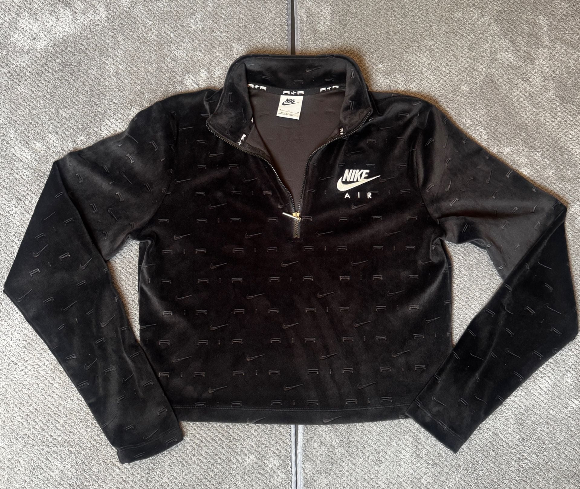 Nike Air Velour 1/4-Zip Long-Sleeve Top Black 1198 5