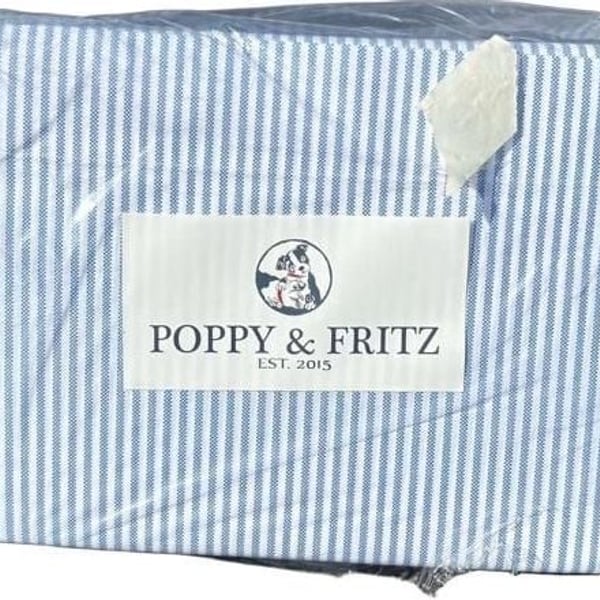 Poppy & Fritz Oxford Stripe Twin XL Sheet Set Blue and White
