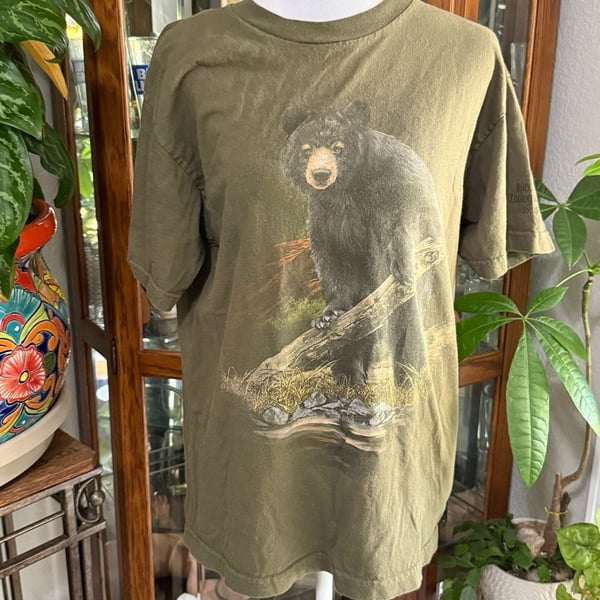 Vintage 1990s Alexandria Zoological Park Black Bear Nature Tee