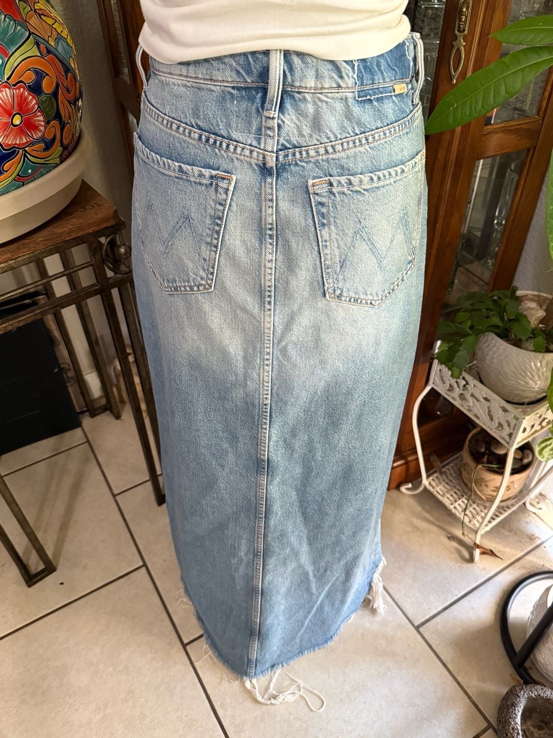MOTHER The Ditcher Maxi Super Fray Denim Skirt 5