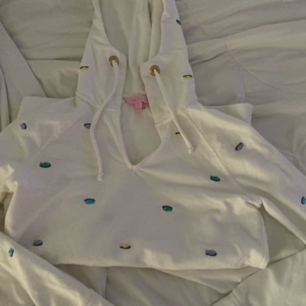 Lilly Pulitzer White Embroidered Fish Hoodie Sweatshirt
