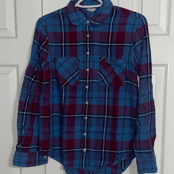 Aeropostale Blue and Maroon Flannel