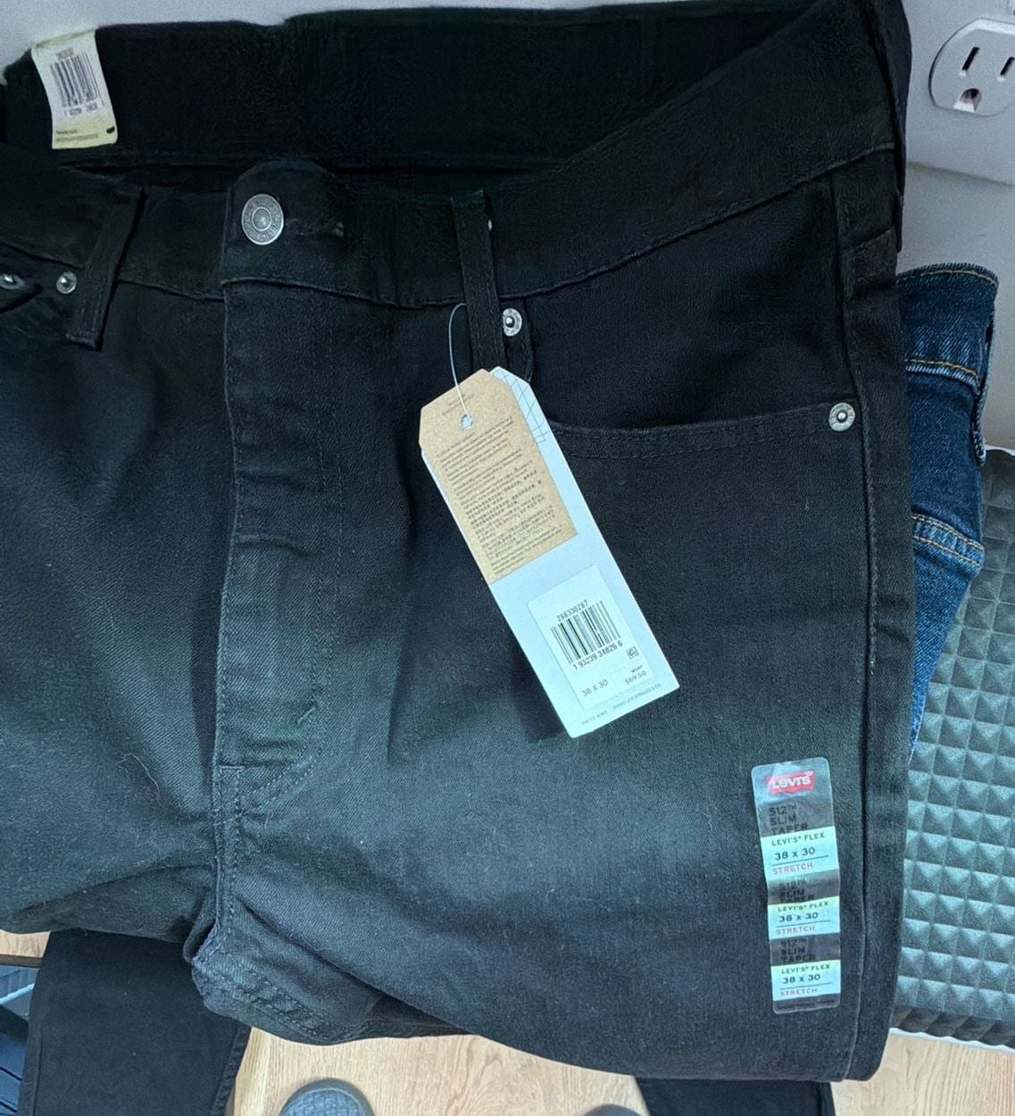 Levi's 512 Slim Taper Flex Jeans Jet Black 38x30 4
