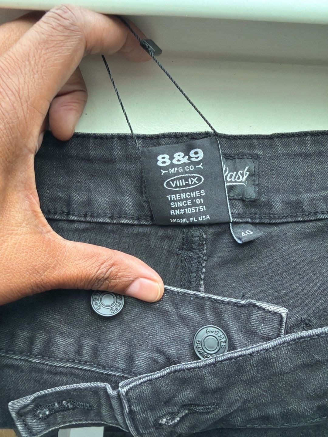 8 + 9 MFG Black Cargo Jeans with Red Detailing 5