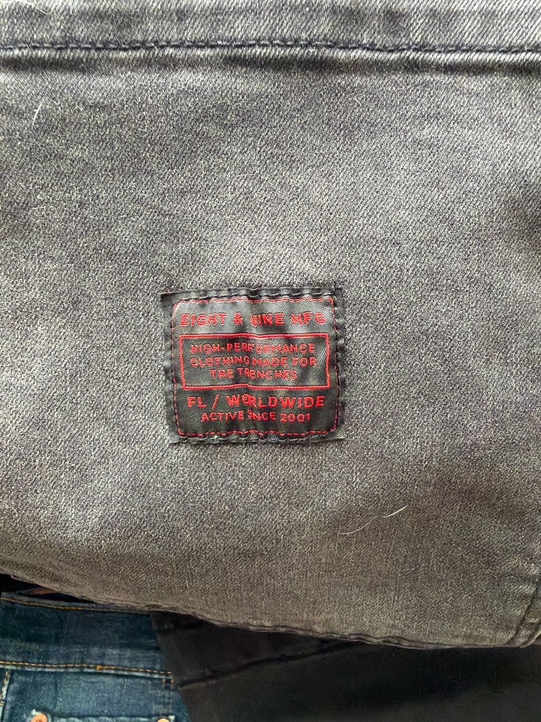 8 + 9 MFG Black Cargo Jeans with Red Detailing 6