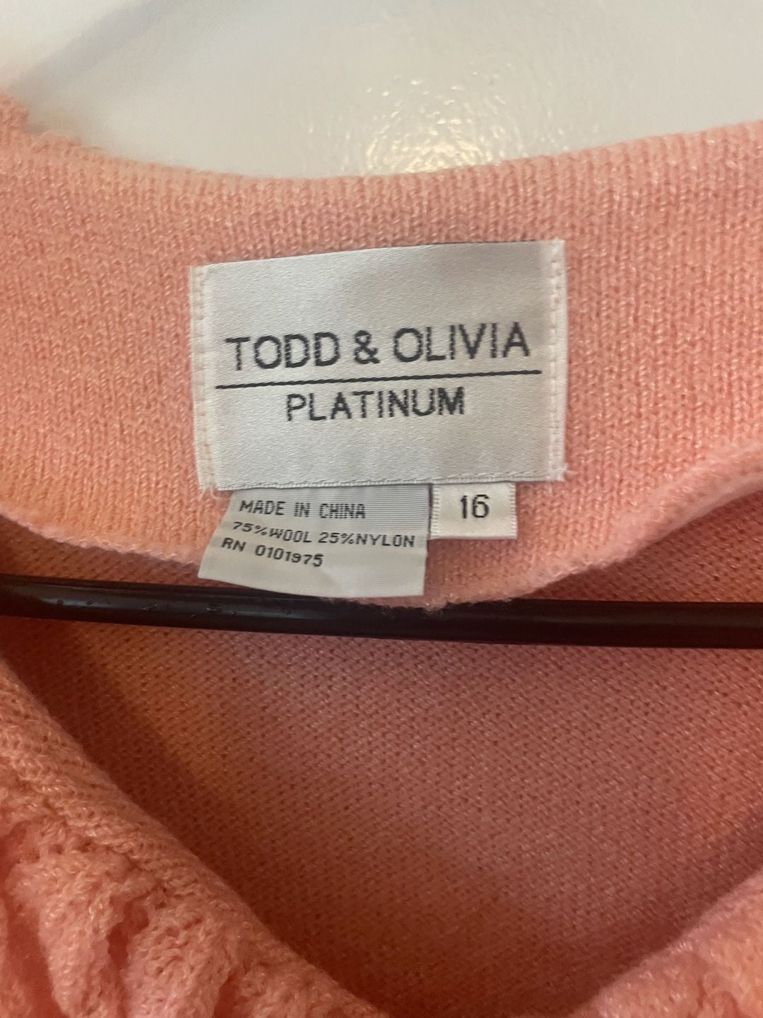 Todd & Olivia Pink Knit Sweater with Ruffled Collar and Embellished Buttons 4