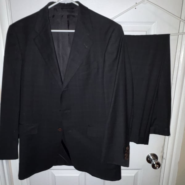Hart Schaffner Marx Pure New Wool Black Suit Size 38R Foley's