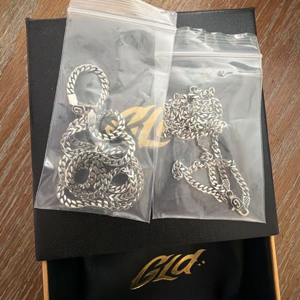 The GLD Shop Silver Chain Bundle Set with Box and Pouch