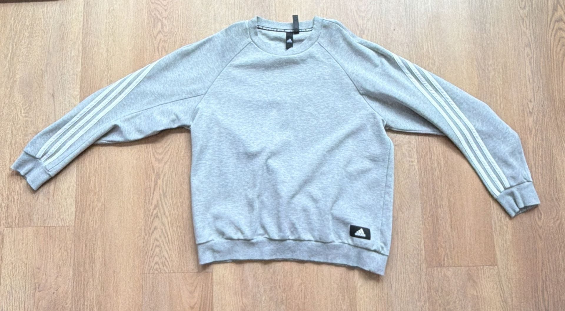 Adidas 3-Stripes Gray Crewneck Sweatshirt Size L 3
