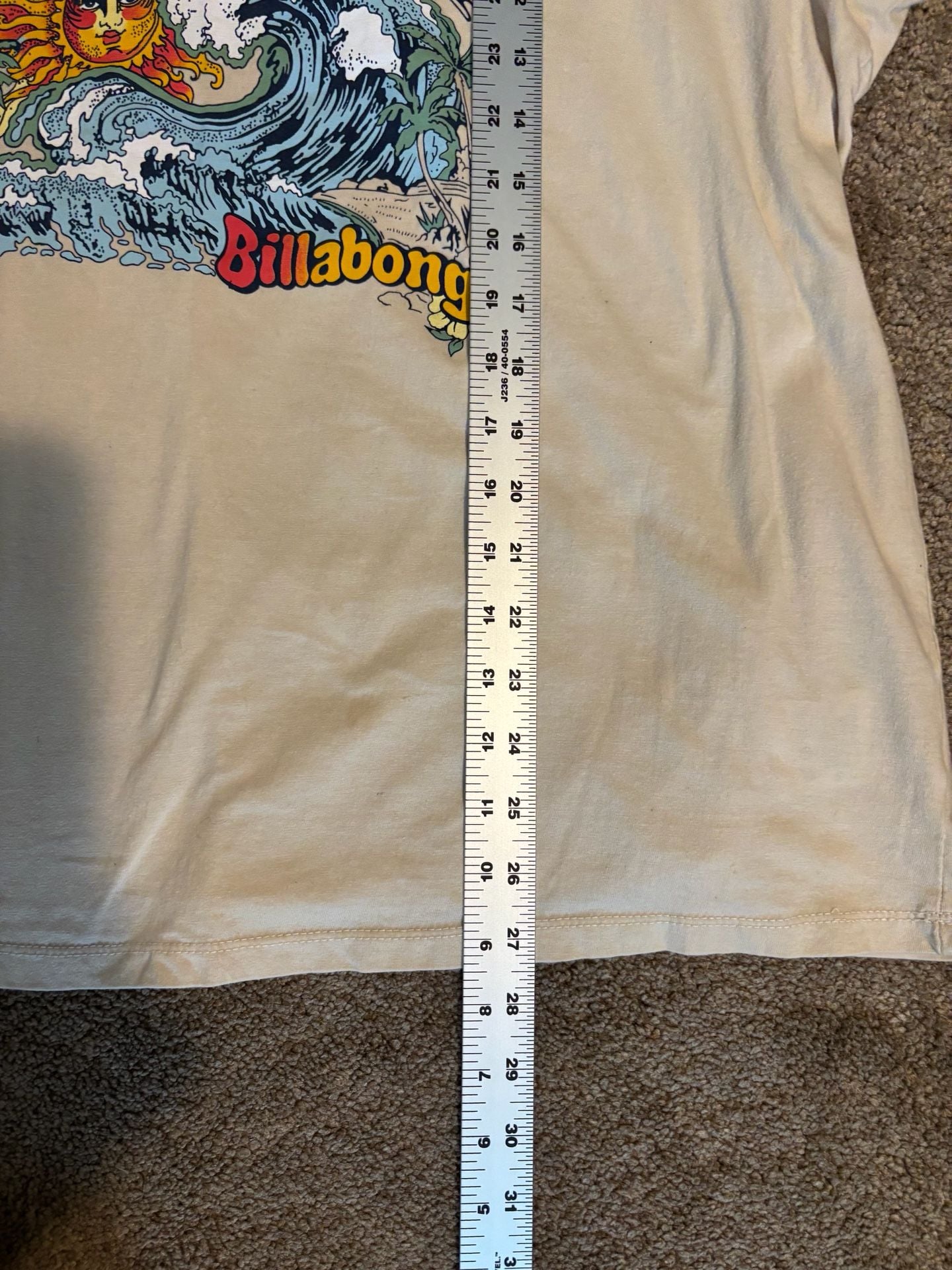 Billabong Under The Sun T-Shirt Womens 2X Cream V-Neck Graphic Wave Tee 5