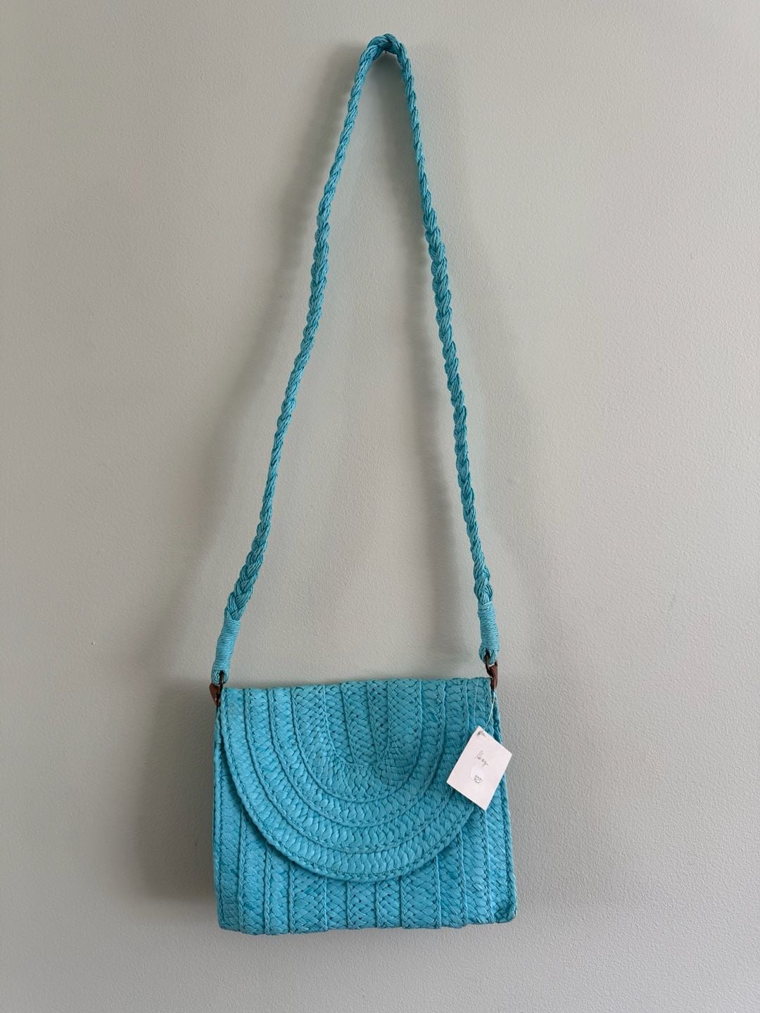 Ganz Style 101 Turquoise Woven Straw Crossbody Handbag 2