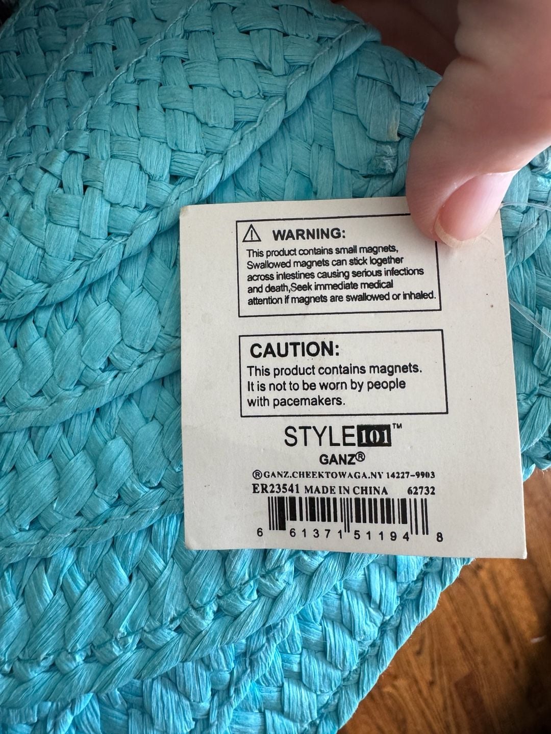 Ganz Style 101 Turquoise Woven Straw Crossbody Handbag 5