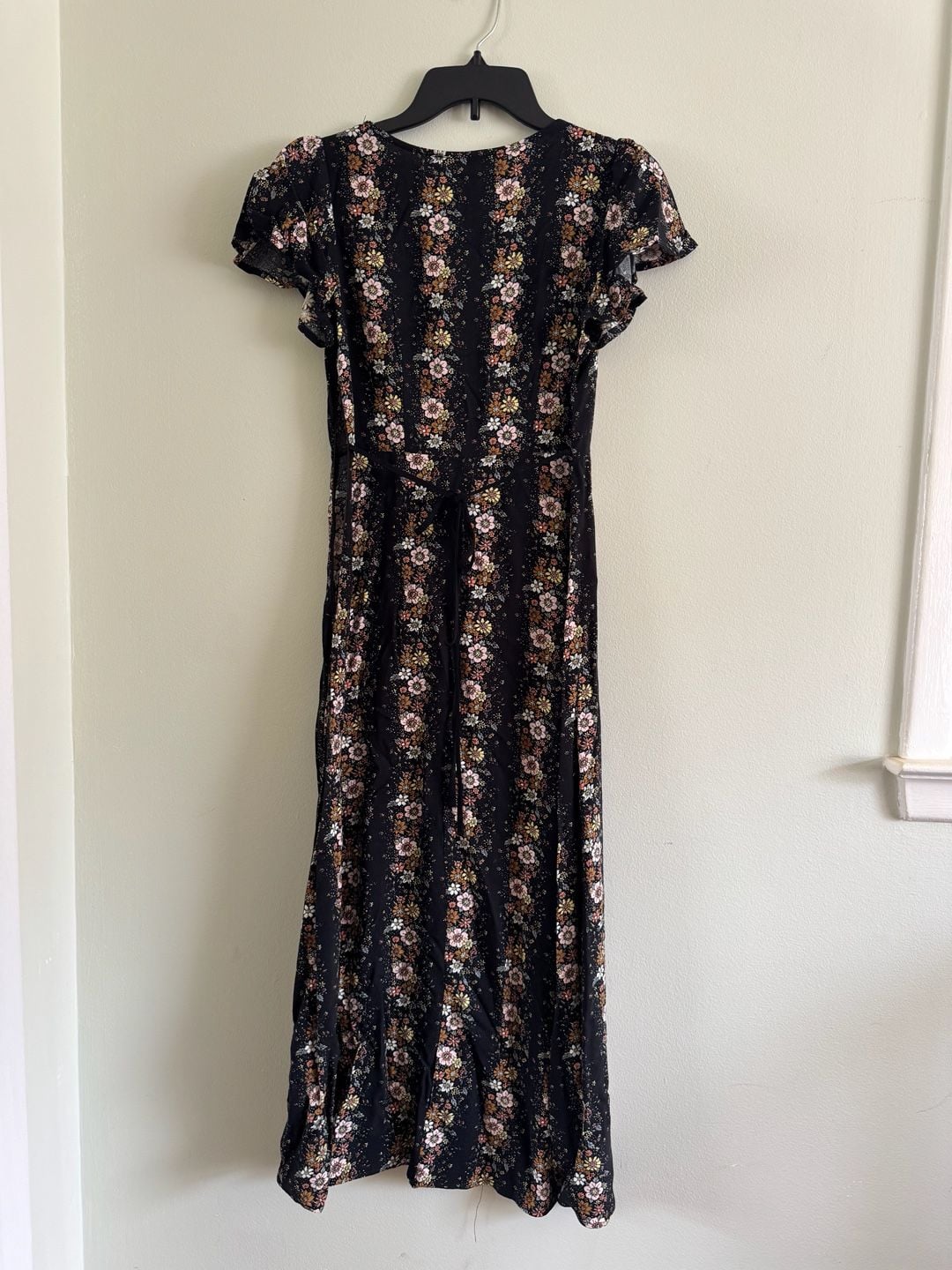 Forever 21 Black Floral Print Short Sleeve Midi Dress Size S 3
