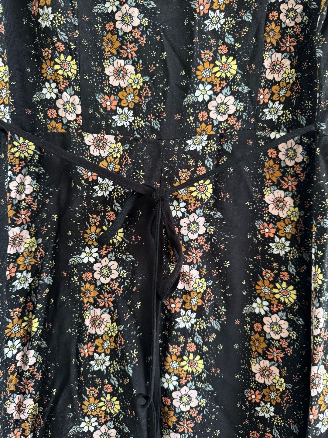 Forever 21 Black Floral Print Short Sleeve Midi Dress Size S 7
