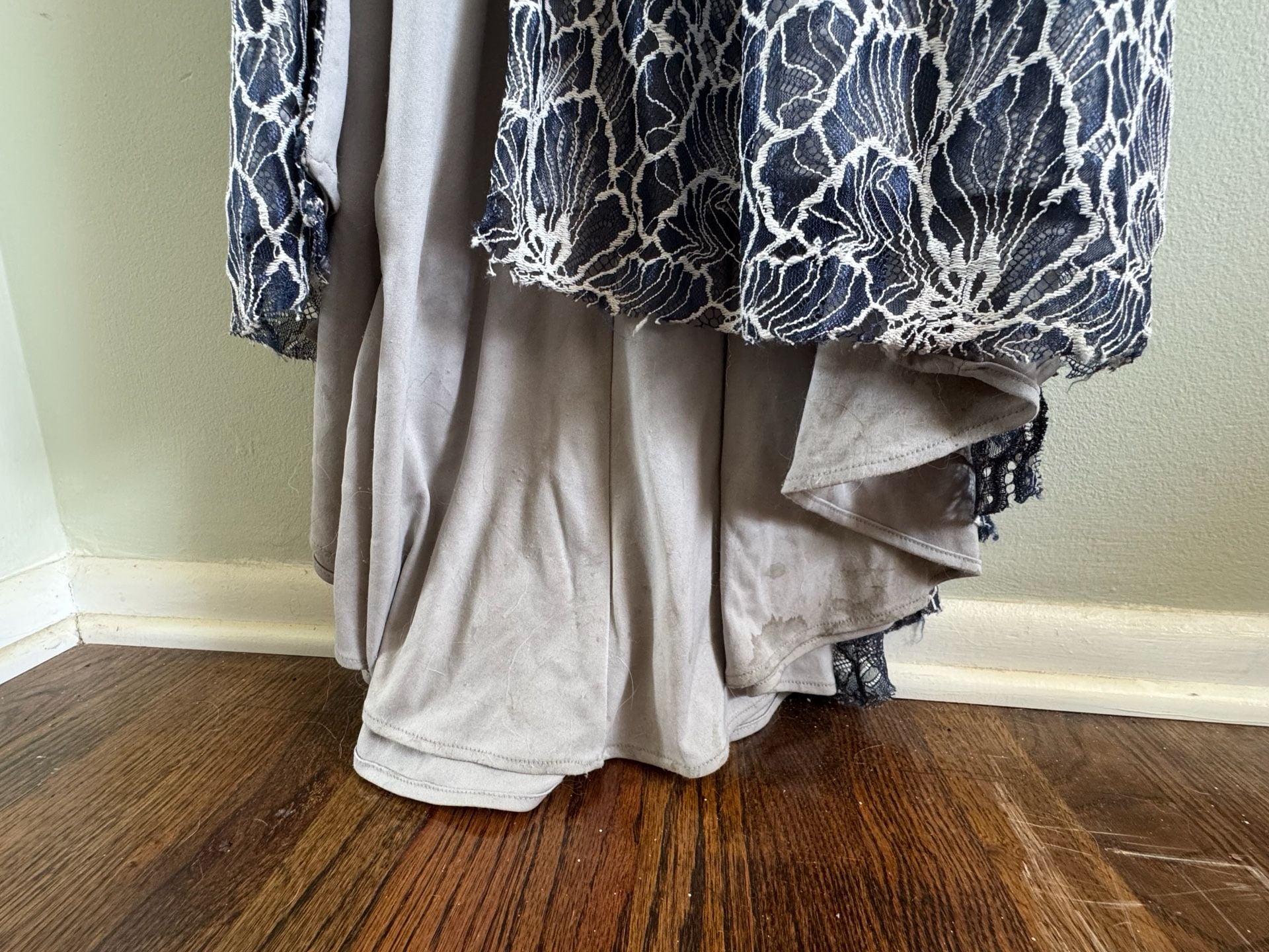 Y2K Stephen's Indianapolis Blue and White Lace Halter Gown- Lace-Up Back 10