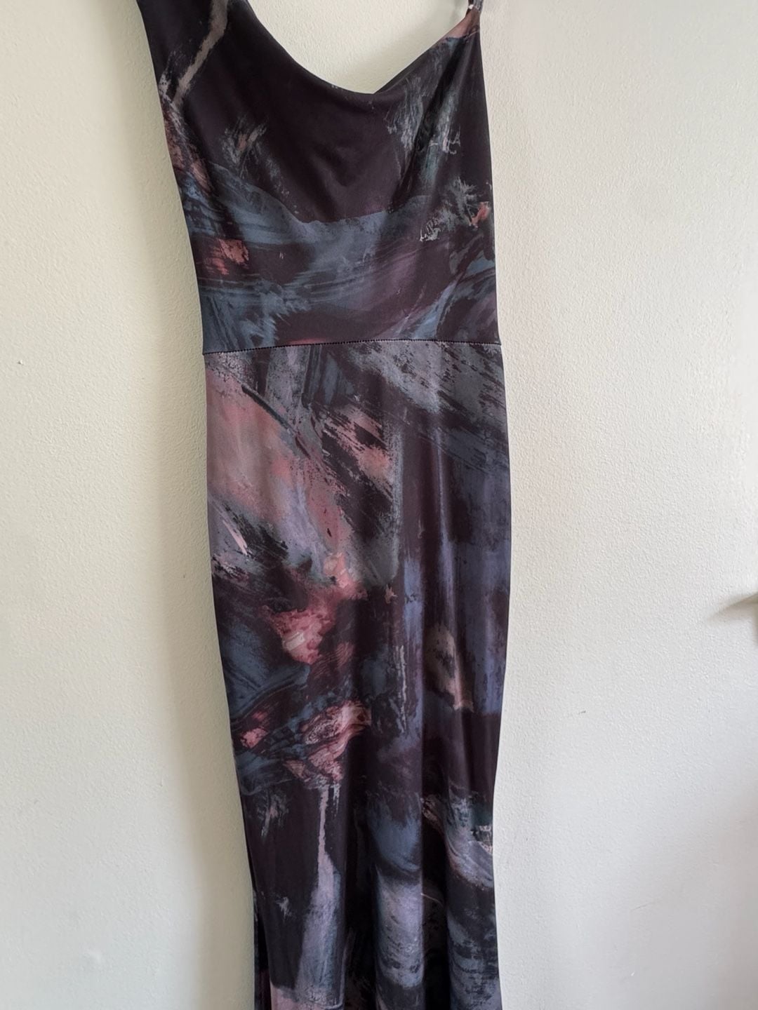 Club L London Phantasy Black Abstract Print Asymmetric Neckline Cowl Maxi Dress 7