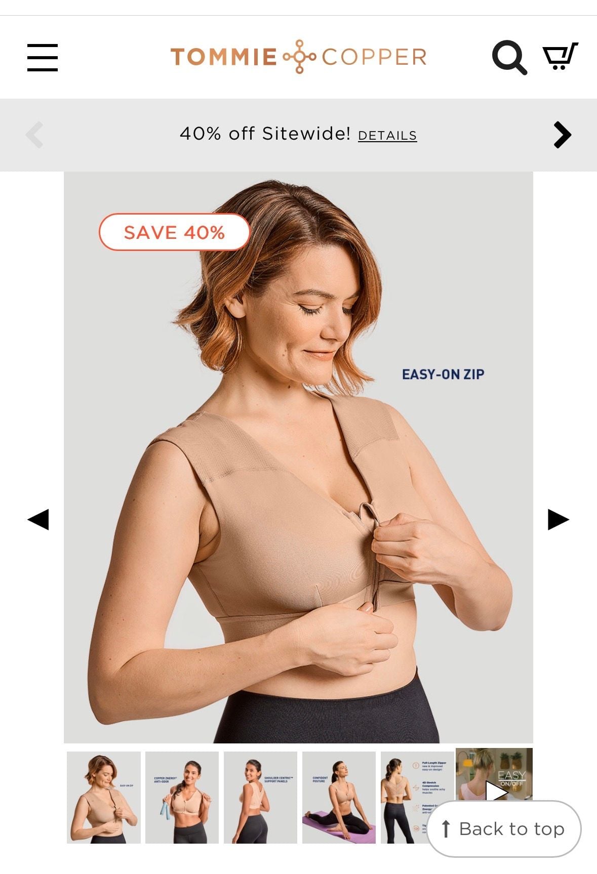 Tommie Copper Bra with Shoulder Support Nude Size 3XL 3