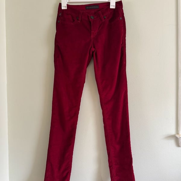 Rock & Republic Berlin Corduroy Skinny Pants Burgundy Red Size 2