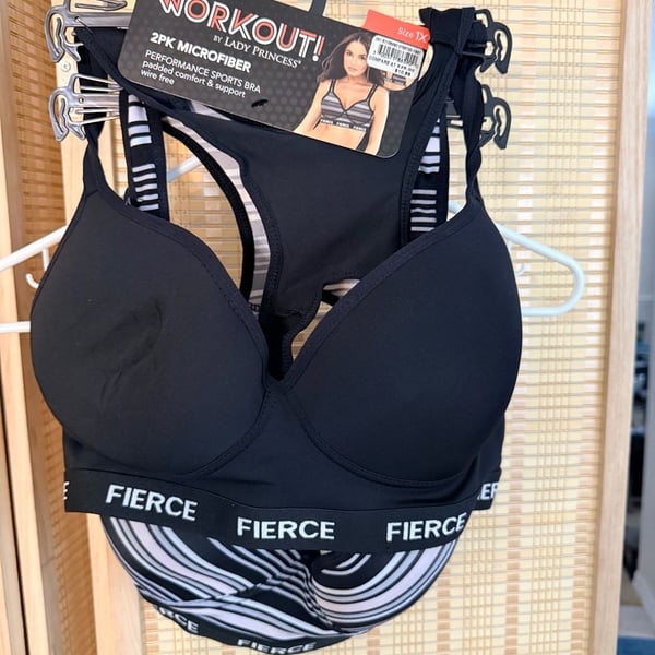 Workout by Lady Princess 2PK Microfiber Performance Sports Bra Fierce 1X