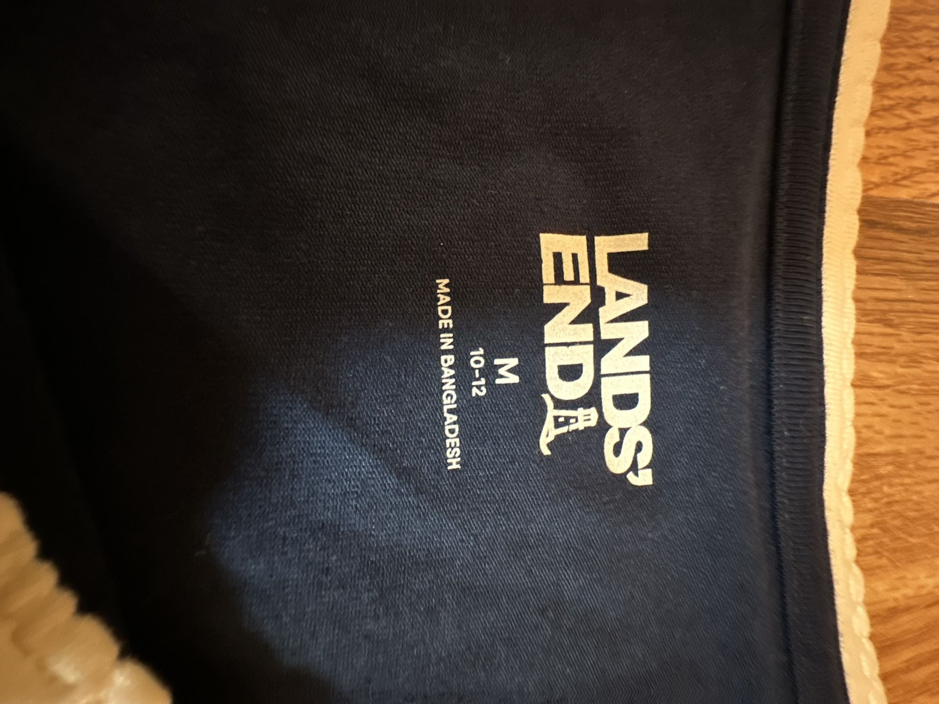 Lands' End Navy Blue Top Blue & White Striped Pants Pajama Set M 6