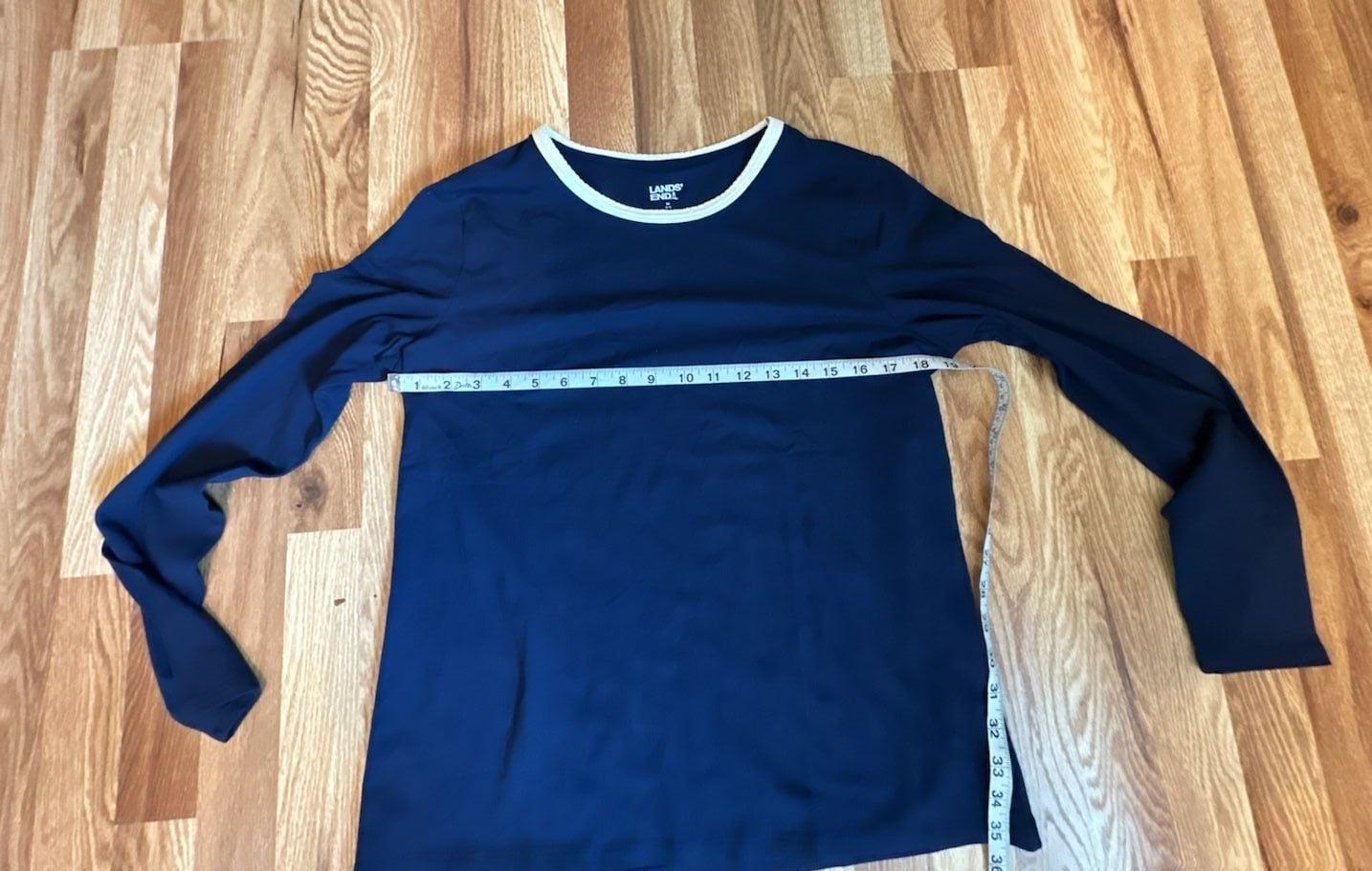 Lands' End Navy Blue Top Blue & White Striped Pants Pajama Set M 4