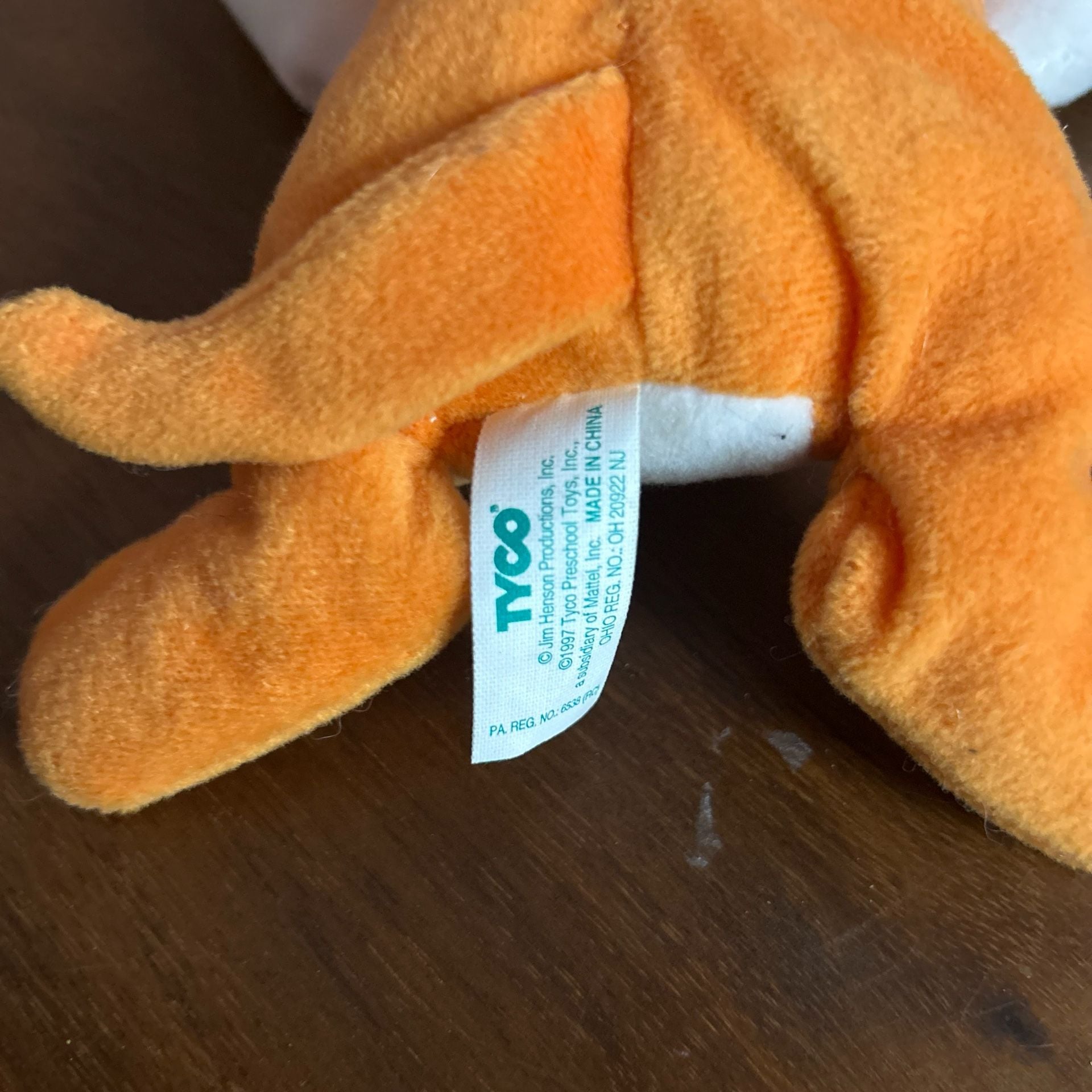 Tyco Sesame Street Beans Barkley Orange Dog Muppet 8 Inch Plush Vintage 1997 3