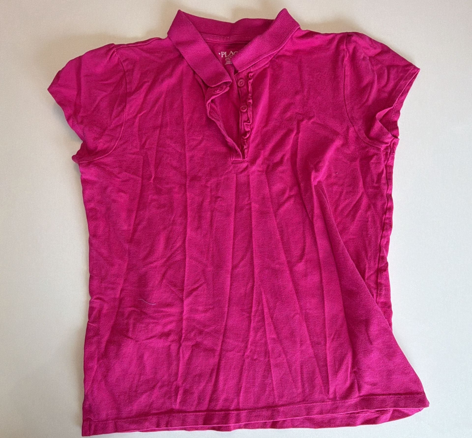 Girls Uniform Short Sleeve Ruffle Pique Polo - PINK 2