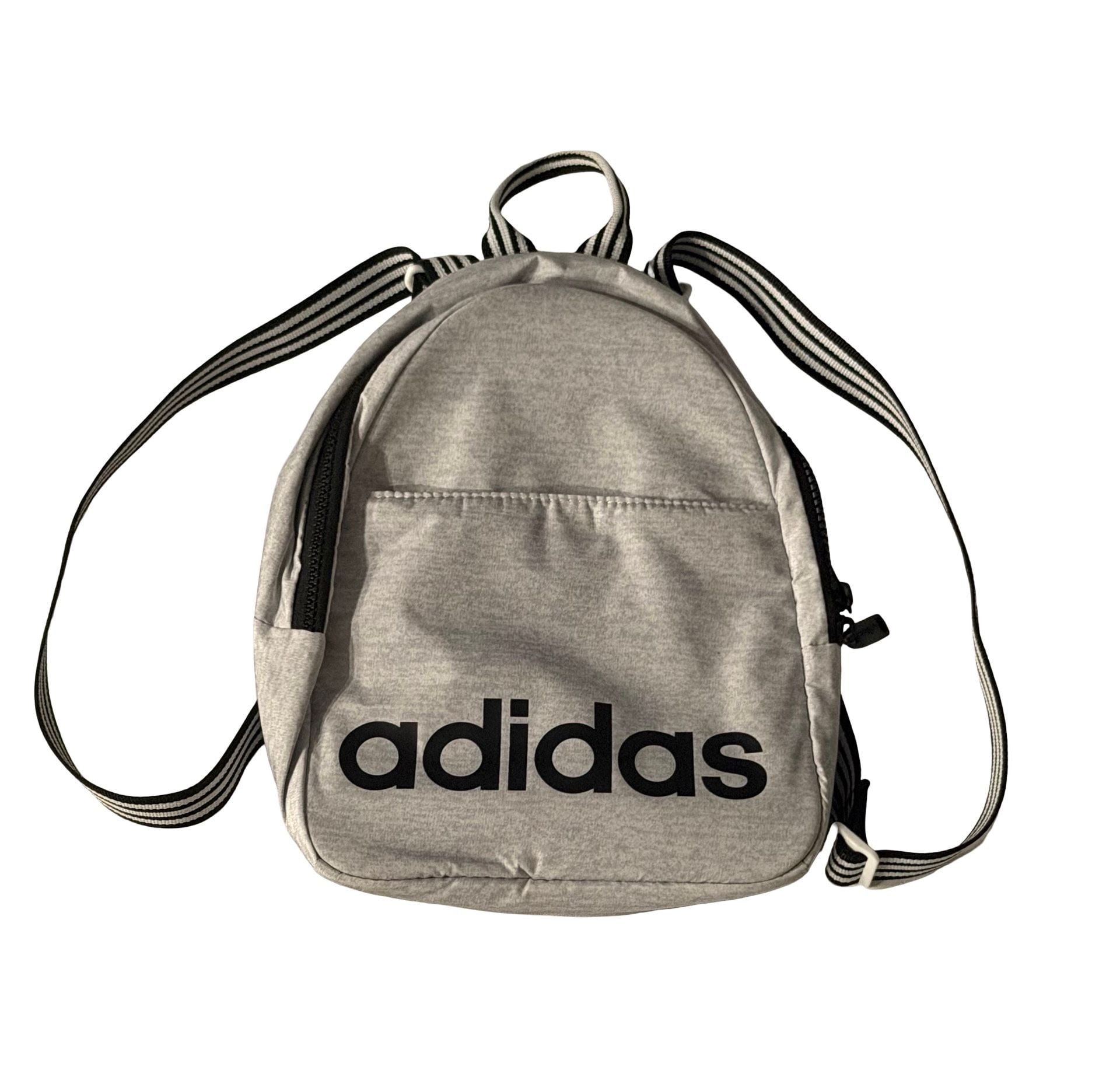Adidas Core Mini Backpack Gray Jersey With Black Stripes 2