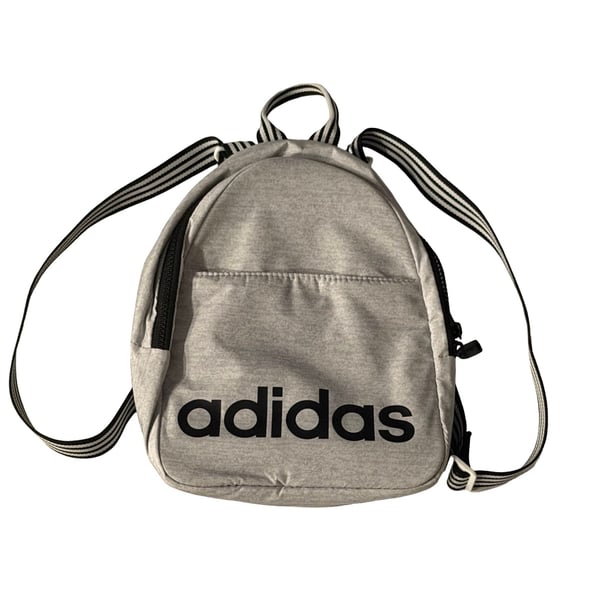 Adidas Core Mini Backpack Gray Jersey With Black Stripes