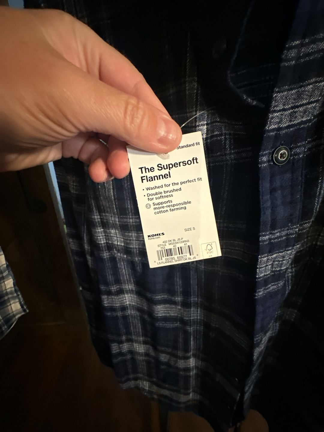 Sonoma Goods Supersoft Flannel Men's Blue Plaid Long Sleeve Button-Down Shirt 4