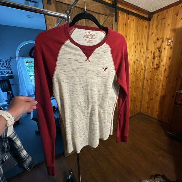 Heritage mens Red And Gray long sleeve thermal Large