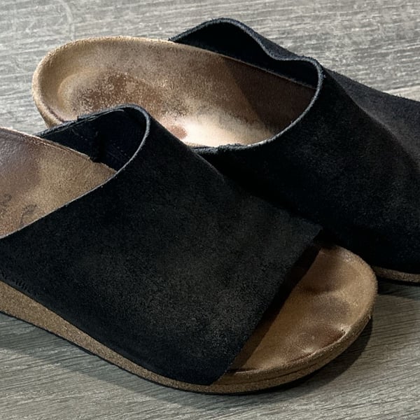 Papillio by Birkenstock Namica Black Suede Wedge Sandals