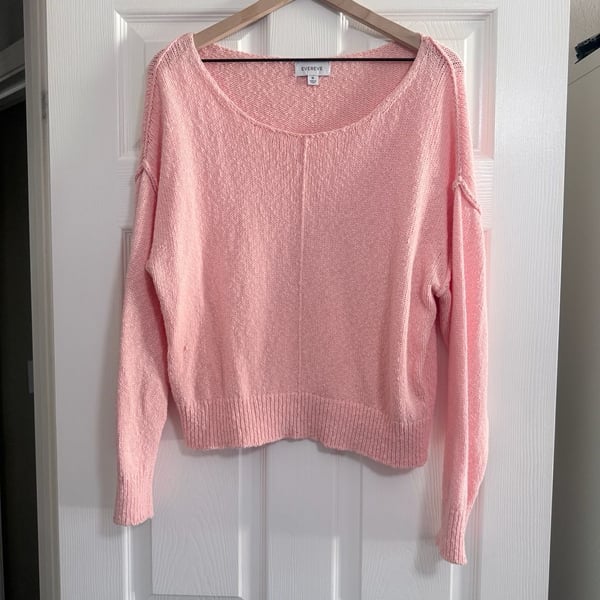 Evereve Pink 100% Cotton Scoop Neck Knit Sweater Size M