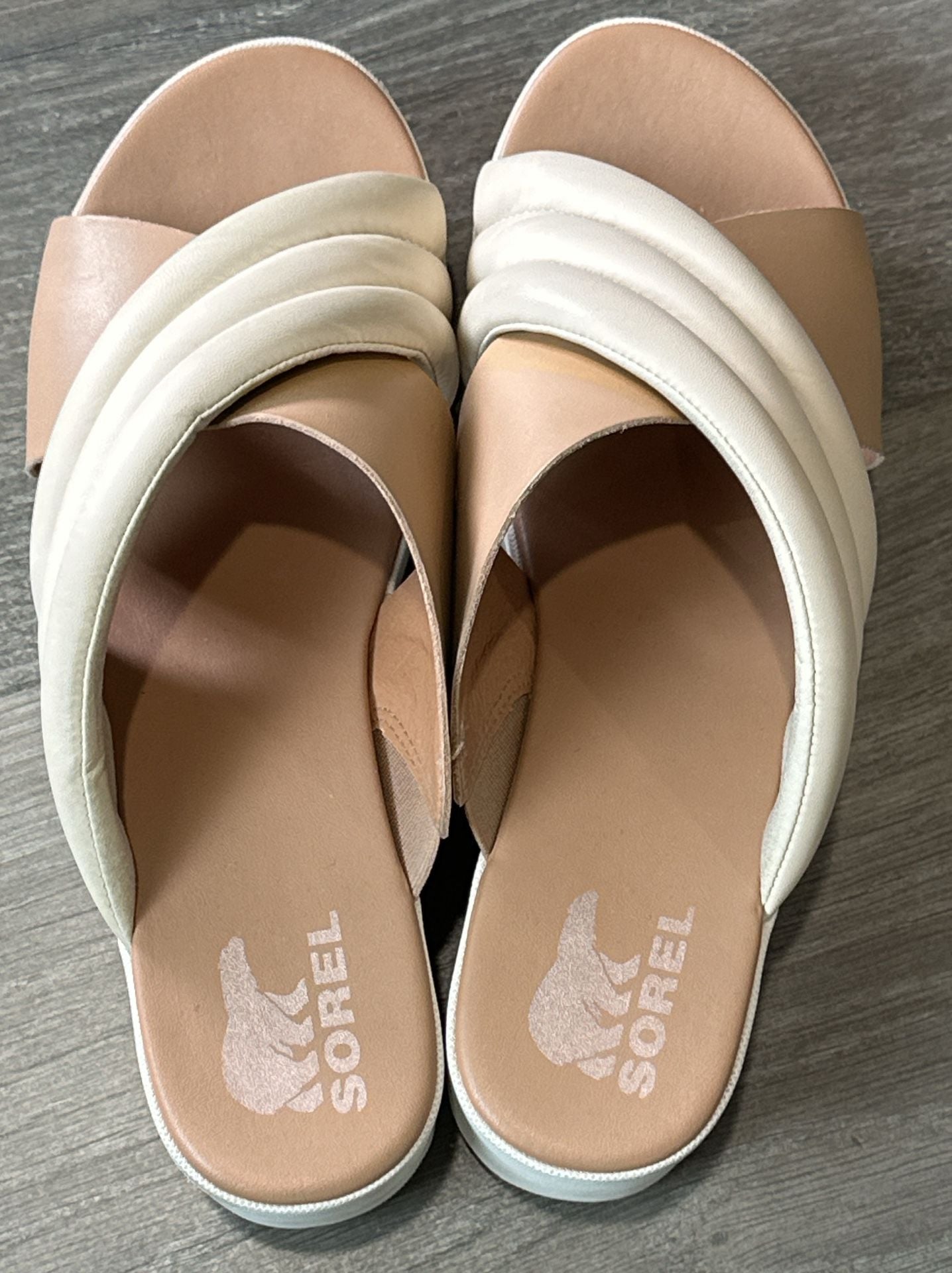 Sorel Cameron Puff Leather Wedge Sandals 9
