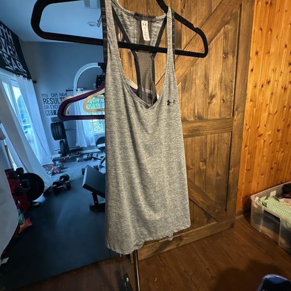 Under Armour HeatGear Women's Grey Heather Mesh Back Athletic Tank Top Size L