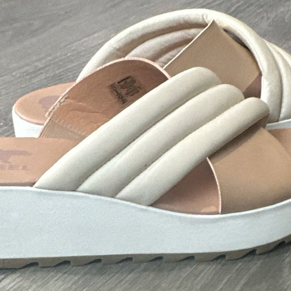 Sorel Cameron Puff Leather Wedge Sandals