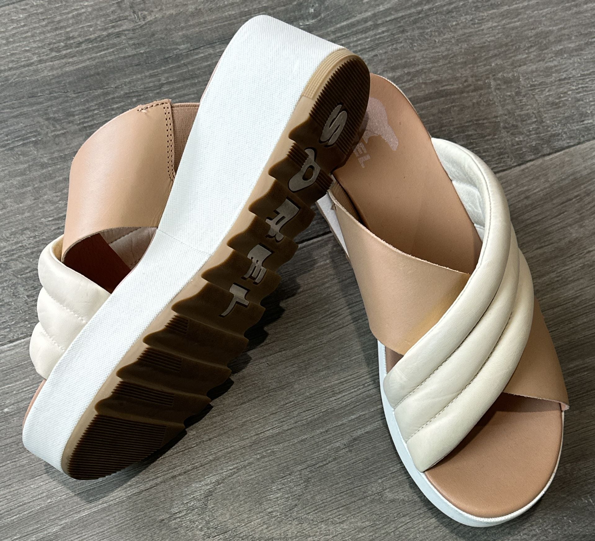 Sorel Cameron Puff Leather Wedge Sandals 5