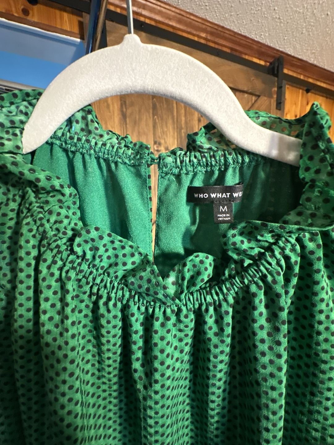 Who What Wear Green Polka Dot Ruffle Midi Dress Size M 3