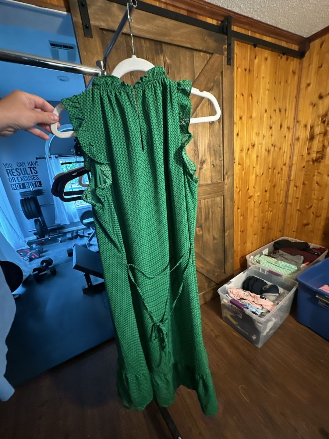 Who What Wear Green Polka Dot Ruffle Midi Dress Size M 4