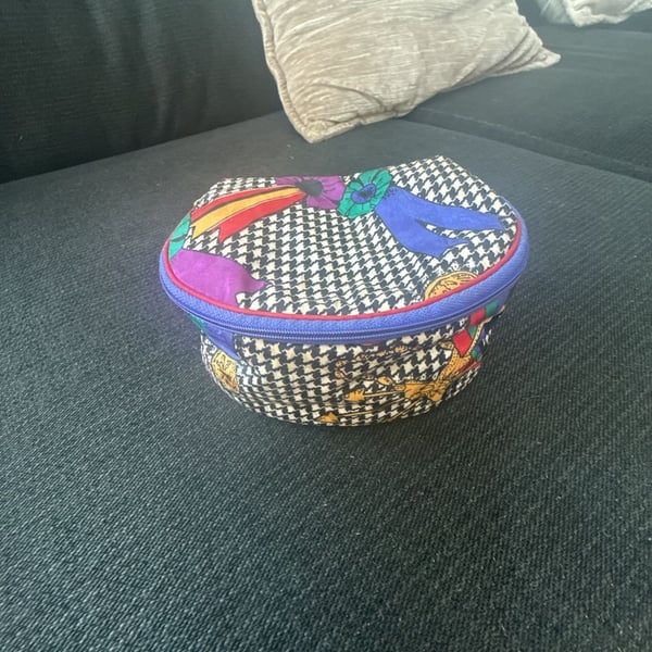 Dior Vintage Multicolor Houndstooth Clutch Cosmetics Bag
