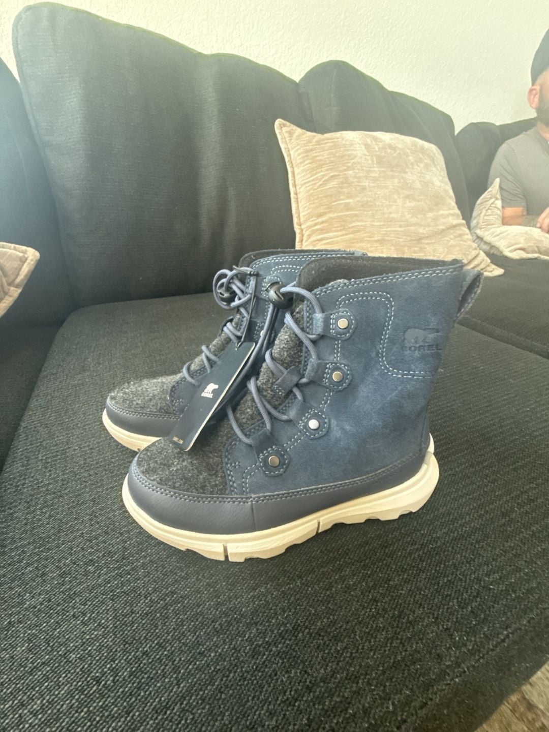 Sorel Kids Explorer Waterproof Lace Up Boots Moonstone Blue Size 13 2