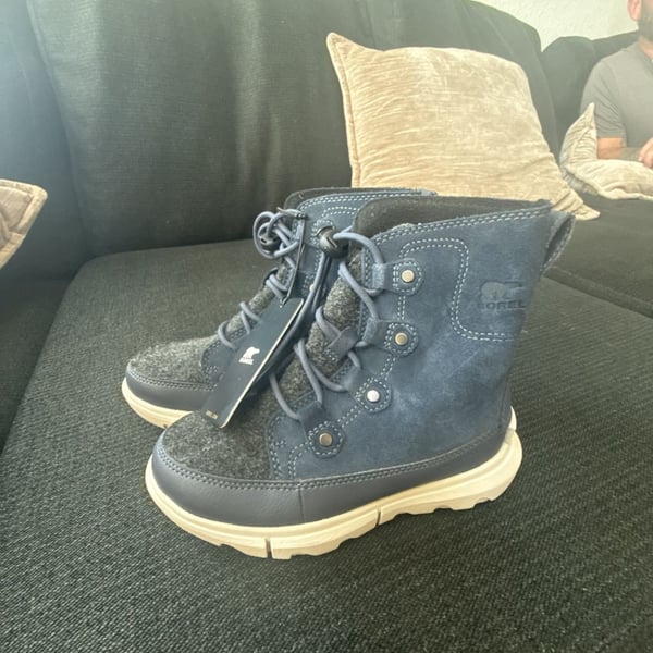 Sorel Kids Explorer Waterproof Lace Up Boots Moonstone Blue Size 13