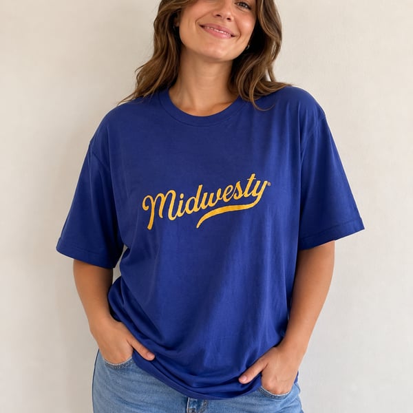 Women’s Midwest Girl “Midwesty” Script Graphic T-Shirt Royal Blue Large