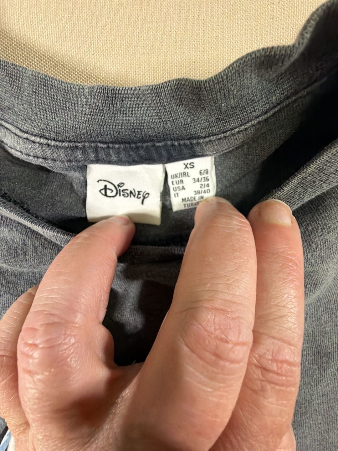 Disney Lilo & Stitch Ohana Graphic T-Shirt Charcoal Grey Size XS 2