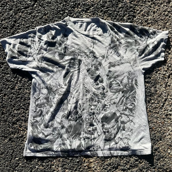 Marvel Comics Avengers All Over Print Graphic T-Shirt Grey Size XXL